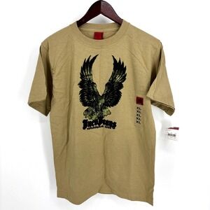 JNCO Vintage Flaming Eagle Textured T‎ Shirt Youth XL / Mens M 90s Y2K Brown NWT